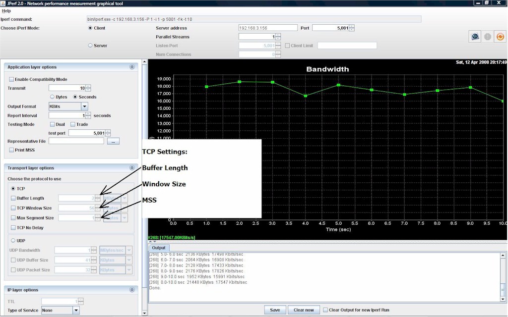 Jperf TCP Settings