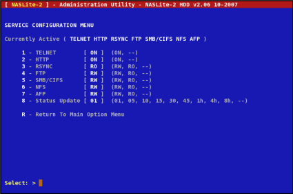 Services Configuration via telnet