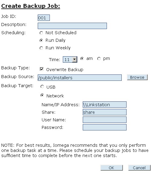 Scheduled backup job