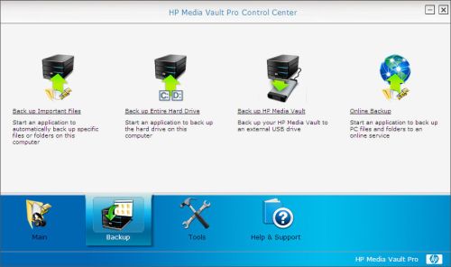 Media Vault Control Center Backup