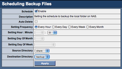 Backup menu
