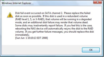 Disk fail alert