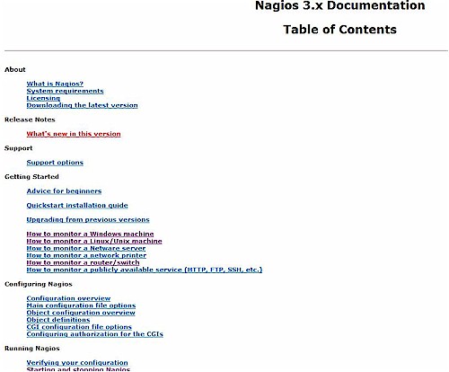 Nagios Documentation index