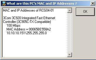 MAC and IP address info