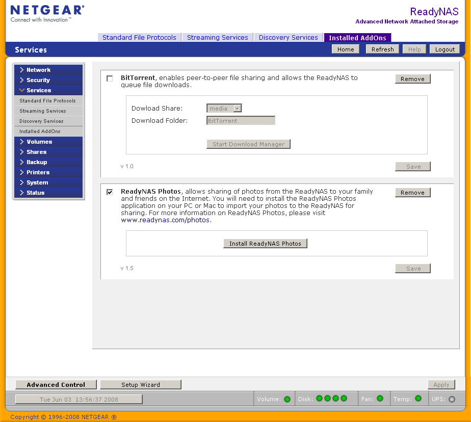 ReadyNAS Photo enable