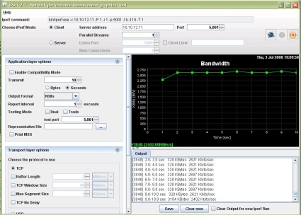 Jperf Ipsec test screen