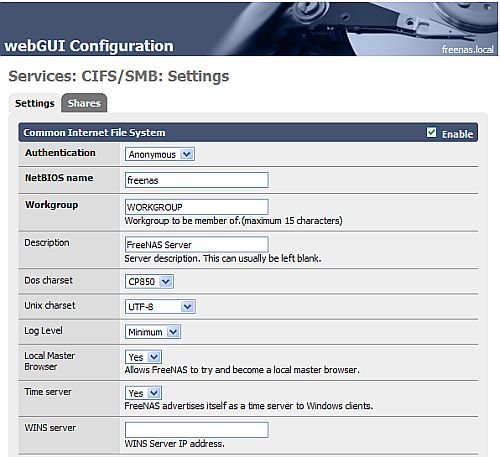 Enabling CIFS/SMB sharing Enabling CIFS/SMB sharing