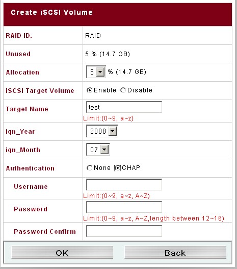 iSCSI configuration