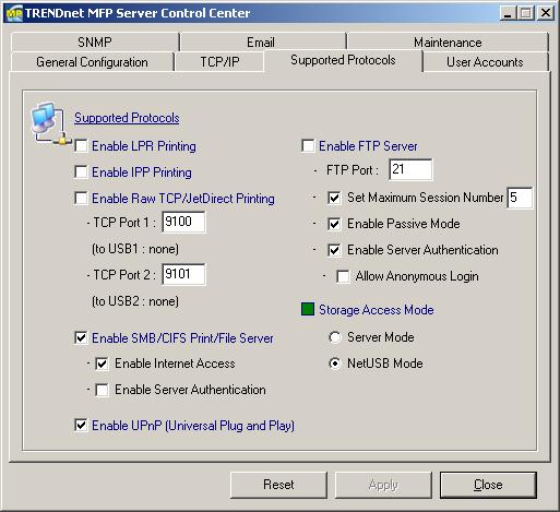 TE100-MP2U set to NetUSB mode