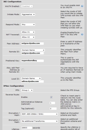 IKE and IPsec settings