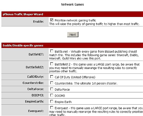 Traffic Shaping Wizard - Gaming