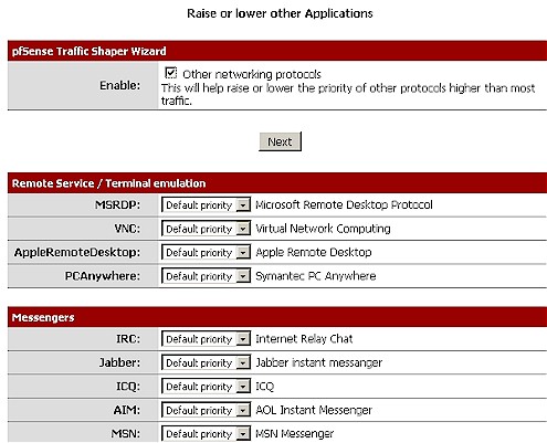 Traffic Shaping Wizard - Other Applications