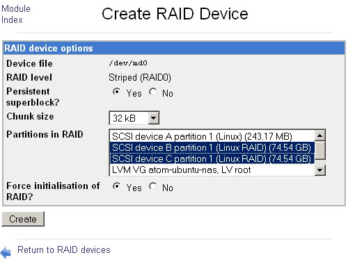RAID device creation
