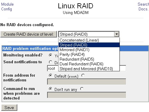 Creating a RAID0 RAID device