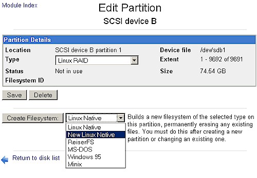 Creating a filesystem on each drive