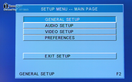 Setup menu