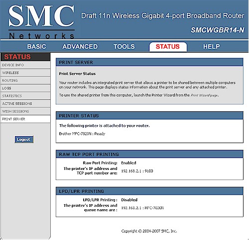 Print Server Status