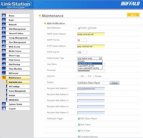 Mail Notification Configuration