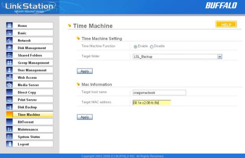 Time Machine Configuration