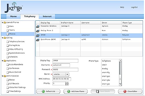 Advanced Menu - Phone configuration