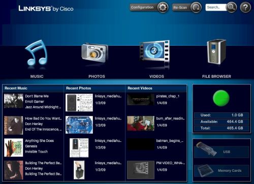 Linksys by Cisco Media Hub Home Page