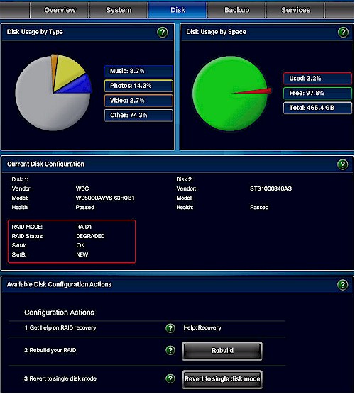 RAID degraded, but second drive recognized with option to rebuild