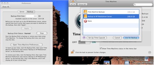 Mac Time Machine configuration to use the MediaSmart Server