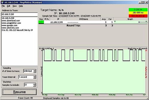 MoCA direct connection ping test