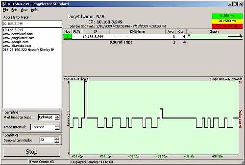 MoCA in-house connection ping test