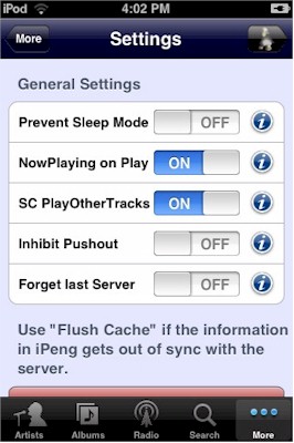 Settings screen