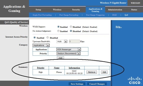 QoS settings