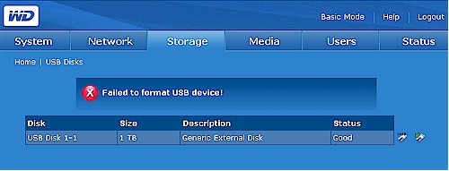 USB drive format failure