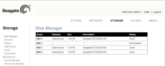 Disk manager showing pulled drive