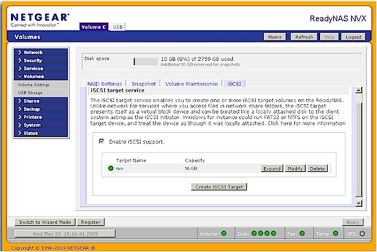 iSCSI volume created