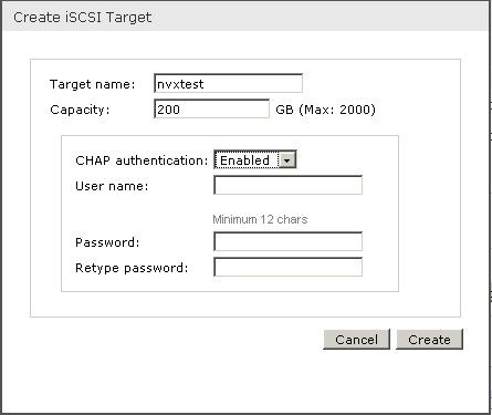 iSCSI volume creation