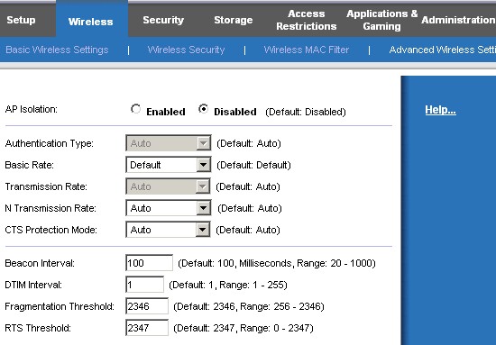 Advanced Wireless Settings