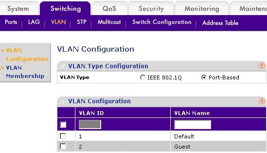 Settting up port-based VLANs