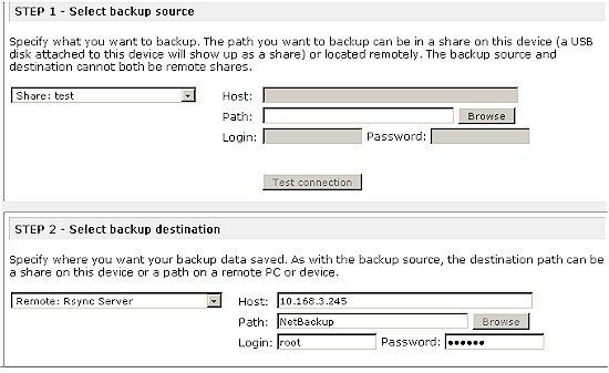 Synology rsync destination settings