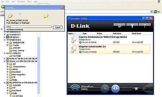 SharePort Utility showing two USB drives