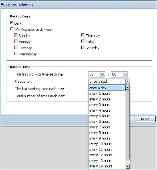 Synology Advanced backup schedule