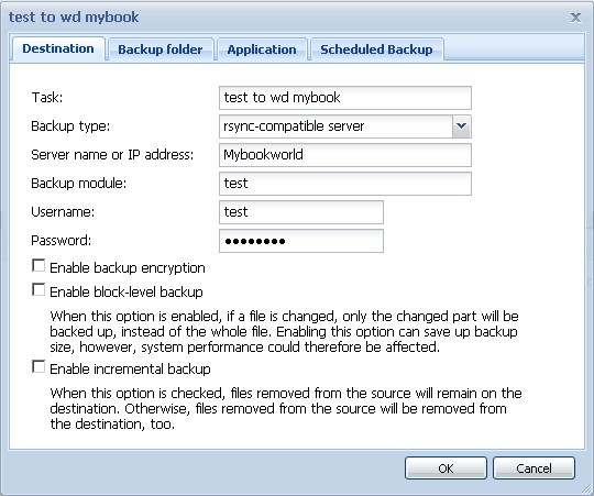 Synology to MBWE backup job