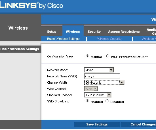 Basic wireless settings