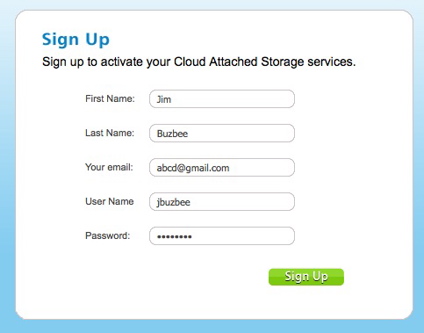 The initial signup screen on the web.