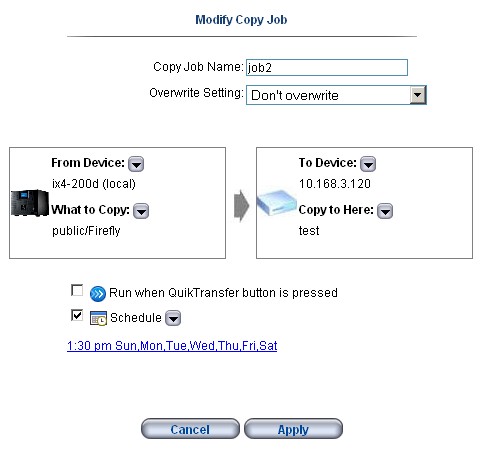 Copy job from internal to network share