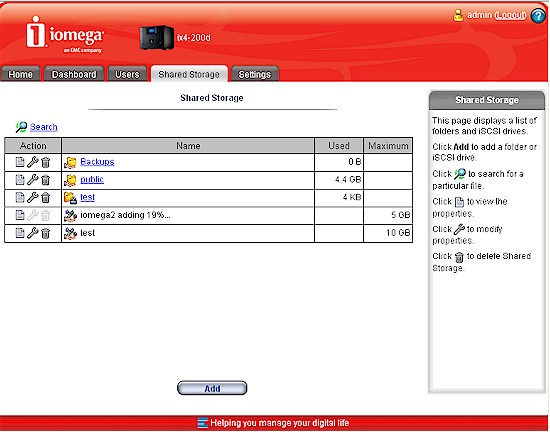 Share list including two iSCSI targets