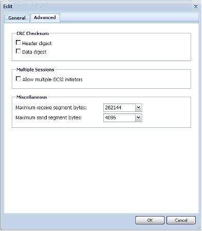 iSCSI Advanced settings