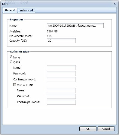 iSCSI Target General settings