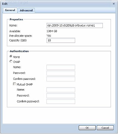 iSCSI Target General settings