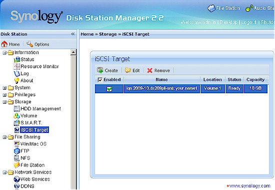 iSCSI Target List