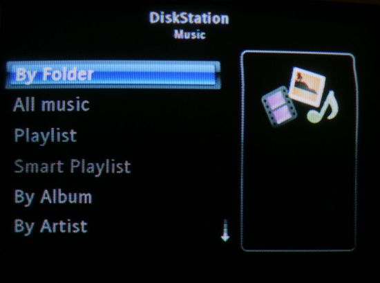 Play options for music found on the Synology DiskStation